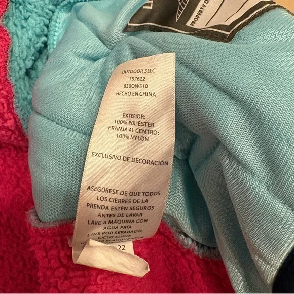 Eddie Bauer Hooded Sherpa Fleece Girls Zip Up Jacket Blue Pink Medium (10/12) - Picture 9 of 10